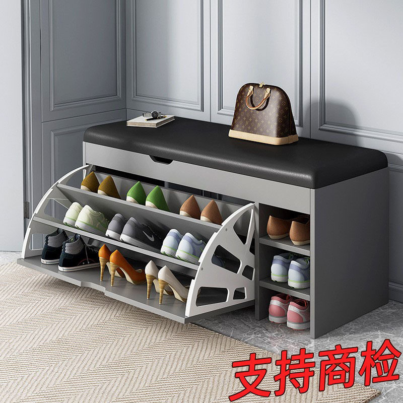 换鞋凳家用坐式穿鞋凳带收纳进门凳入户软包坐垫鞋架门口翻斗鞋柜