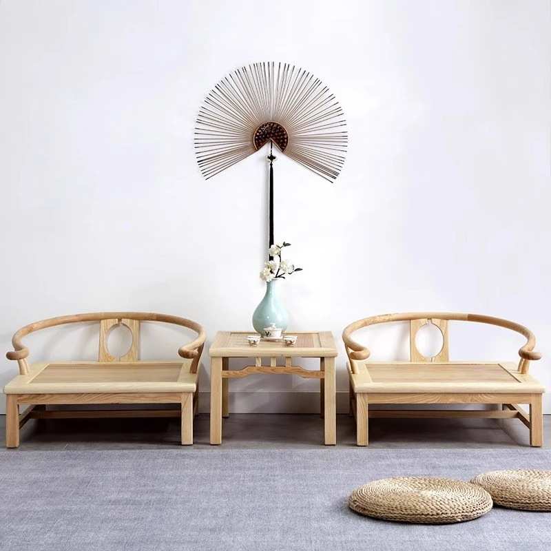 白蜡木茶桌实木书桌复古餐桌椅仿古大脚茶桌禅意功夫桌家用新古典