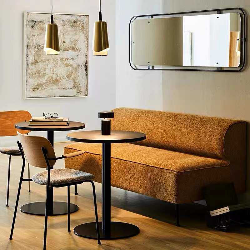 北欧极简小户型侘寂风客厅布艺模块沙发餐厅咖啡厅定制款卡座沙发