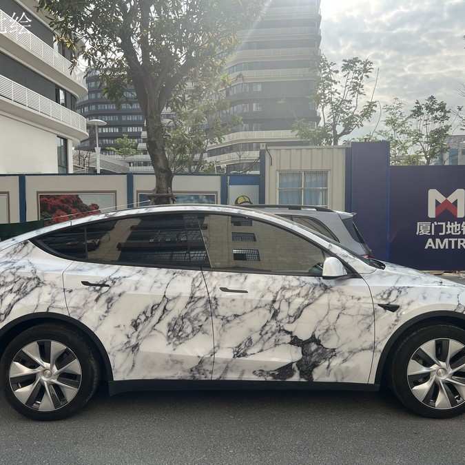 汽车彩绘涂装车身改色膜赛车赛道汽车贴膜4S店新车大理石改色贴膜