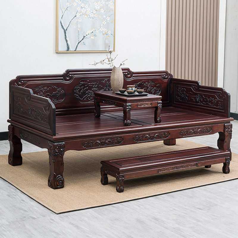 罗汉床三件套中式实木沙发床仿古客厅家具小户型贵妃榻榆木