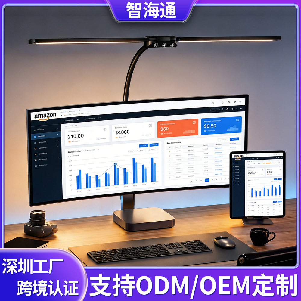 跨境led护眼台灯双头触摸款阅读护眼灯桌面办公显示器usb书夹子灯