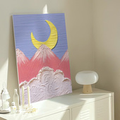 奶油月牙湾diy肌理画填充油彩石英砂浮雕画材料手V工填色装 饰挂画