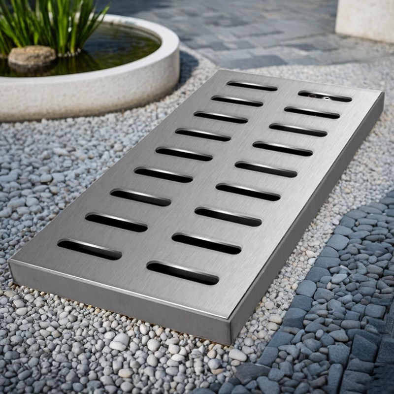 不锈钢排水沟盖板户外地漏盖带外框长方形方形不锈钢X地沟雨水篦