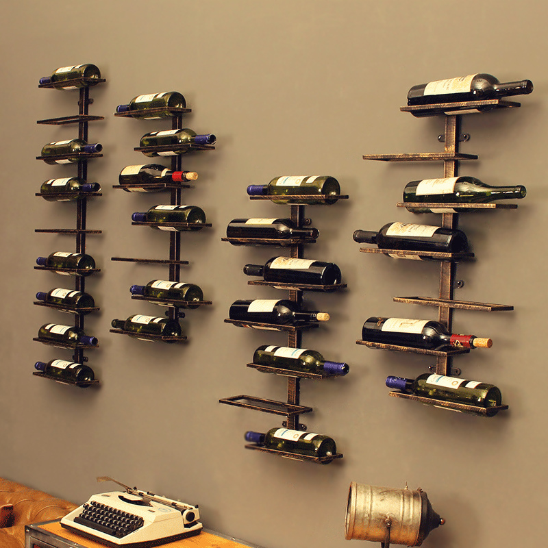 美式墙壁红酒架挂件创意铁艺酒吧装饰置物架壁Q挂展示墙面葡萄酒