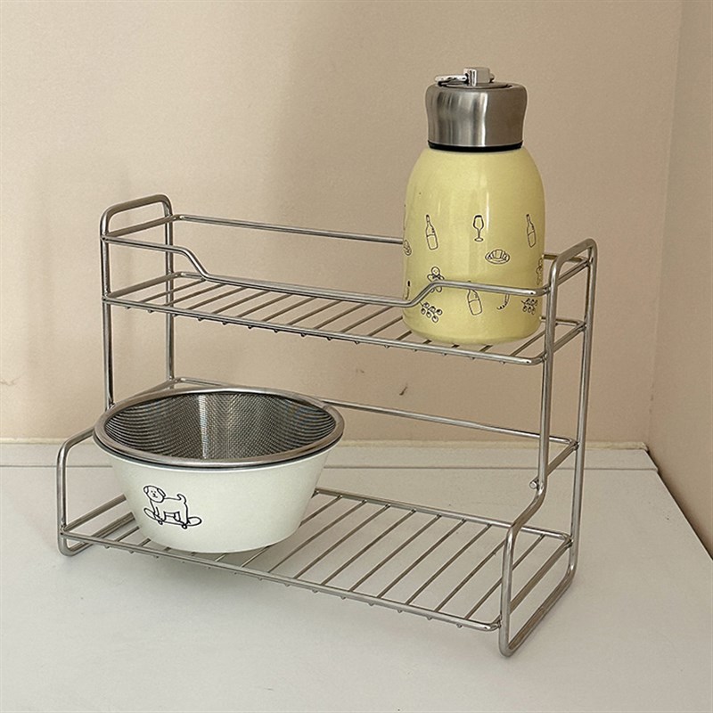 老麦  ins不锈钢桌面置物架厨房杯架收纳架浴室S双层化妆品收纳架