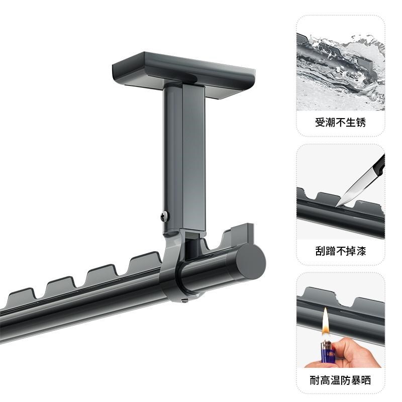 晾衣杆阳台固定式顶n装晾衣架吊杆墙上家用单根杆子防风晒衣杆一