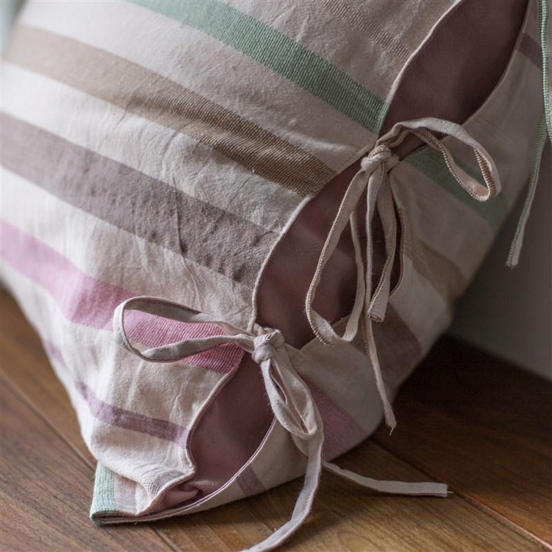 【四月天】棉麻彩条绑带抱枕少女条纹文艺清R新靠枕可拆卸靠垫