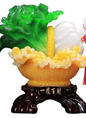 新款创意一揽百财白菜树r脂摆件家居公司商务送礼工艺礼品乔迁开