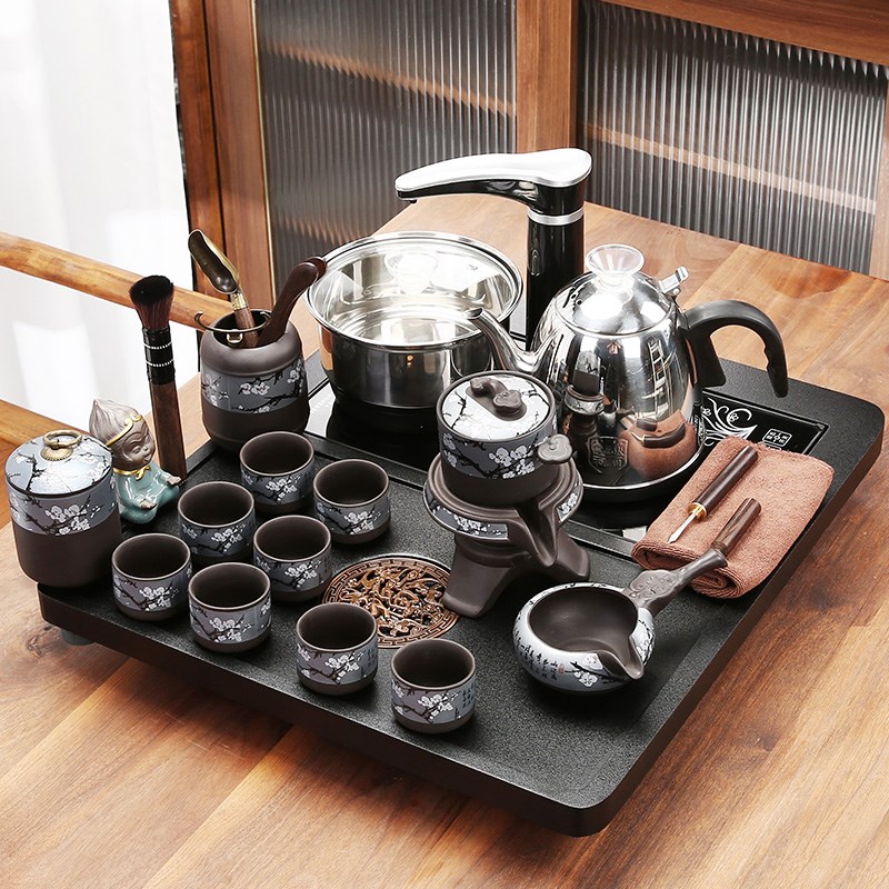 底部上水烧水壶一体小号茶盘全自动紫砂茶L具套装家用客厅功夫茶
