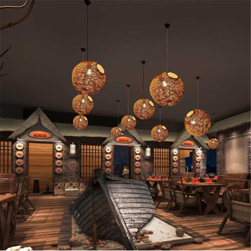九龙县工程景区中式风格藤艺麻线竹编吊灯中式竹艺竹编吊灯小灯笼