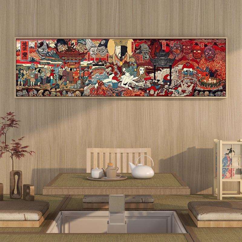 百鬼夜行挂画日式榻榻米酒店床头壁画和风浮世绘装饰画纹身工作室