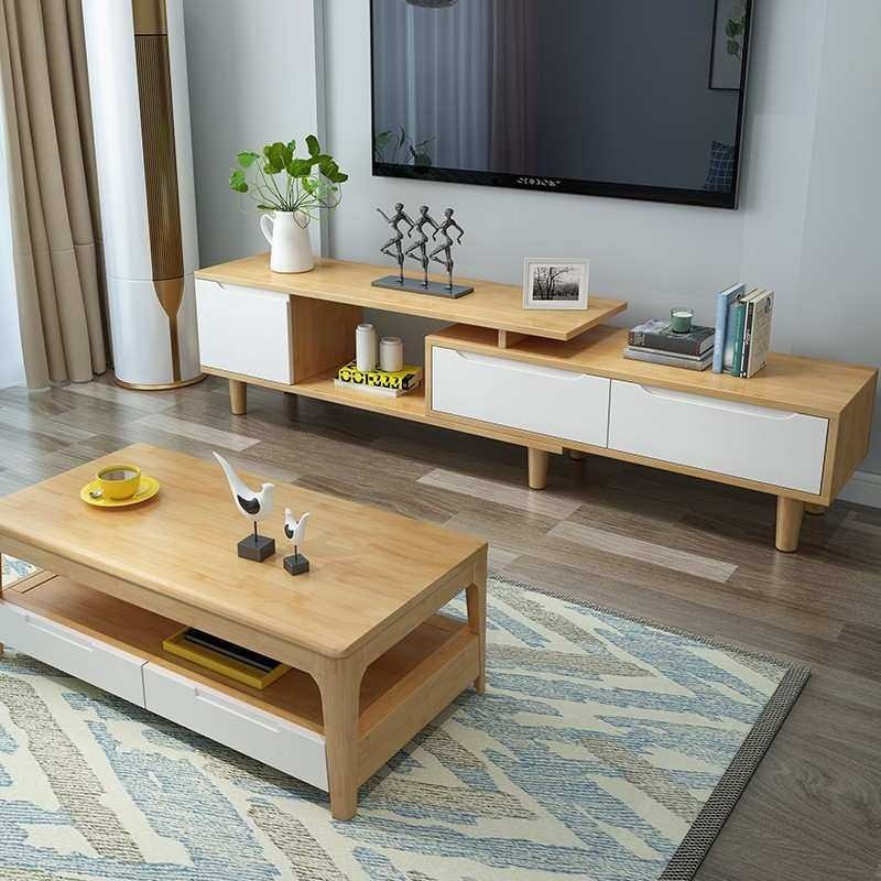 北欧实木电视柜茶几组合现代简约家用小户型客厅地柜可伸缩影视柜,电子元器件市场,其它元器件,淘宝优惠券,粉丝福利购,淘宝优惠卷