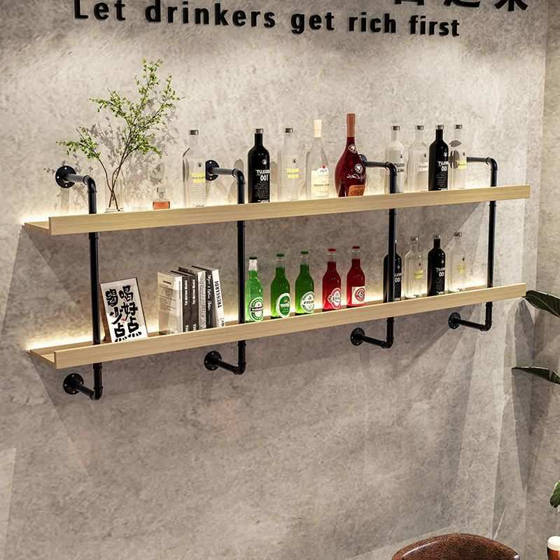工业风酒吧烧烤店吧台壁挂式红酒墙上铁艺置物架客餐厅置物架书架