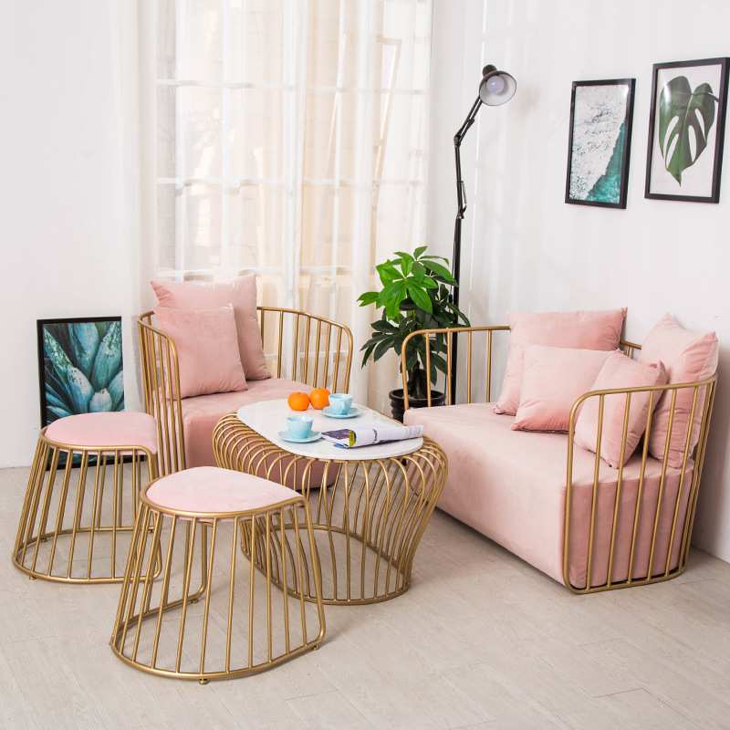 北欧现代简约铁艺沙发组合茶几客厅休闲个性轻奢茶几小户型家具