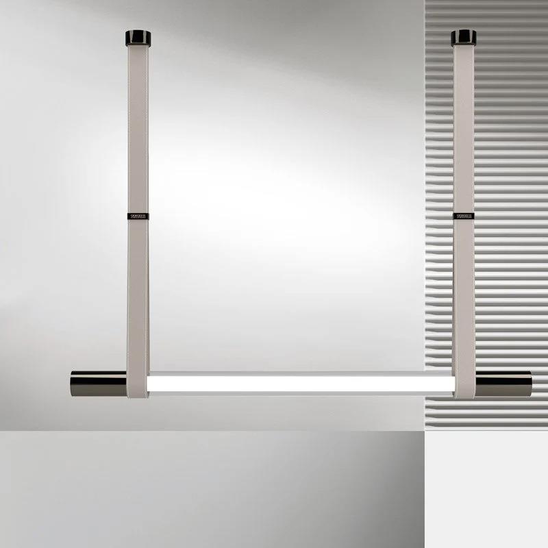 SLIVER长条皮革玻璃餐厅吊灯后现代北欧设计师吧台办公室一字吊灯