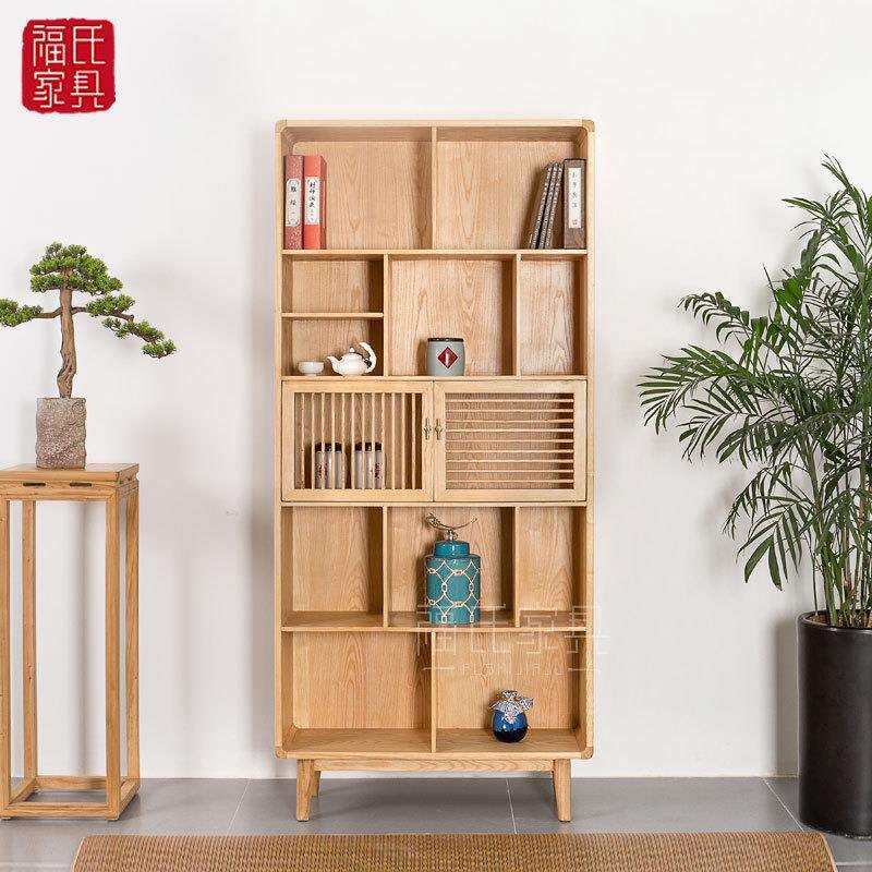 新中式实木博古架展示置物柜现代简约榆木多宝格书房茶室置物架