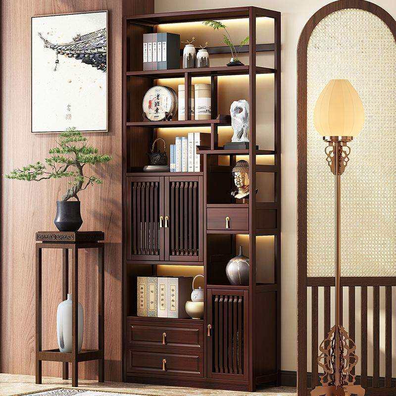 新中式博古架非实木中式茶室装饰置物架多宝阁摆件现代简约展示柜