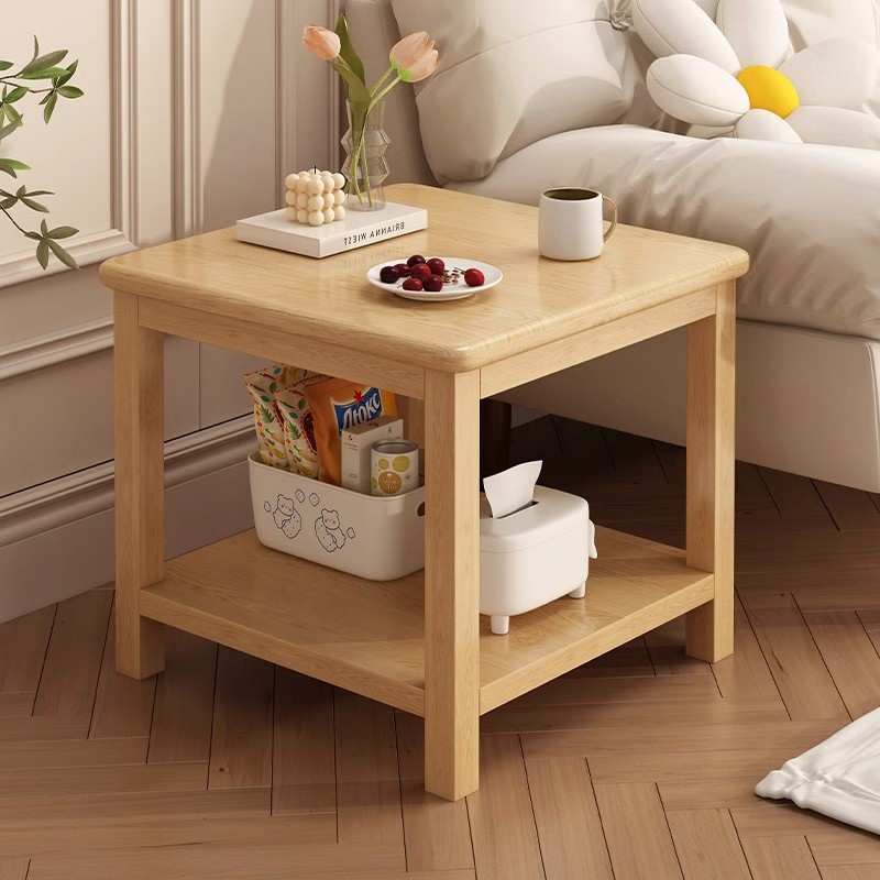 沙发边几客厅家用纯实木小茶几小户型卧室简易双层方形床头小桌子