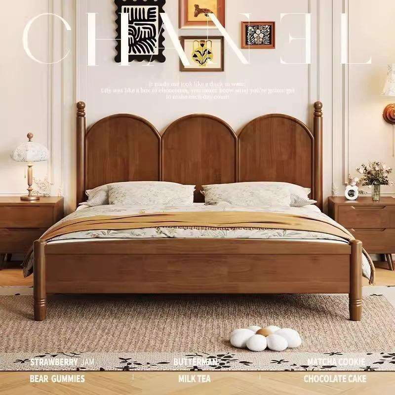 欧式复古全实木床现代简约1.8米主卧双人床1.5米法式中古小户型床