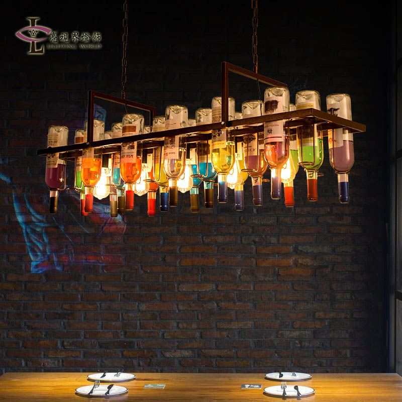 装饰酒吧奶茶店复古玻璃工业风咖啡馆创意酒瓶个性吧台吊灯餐厅