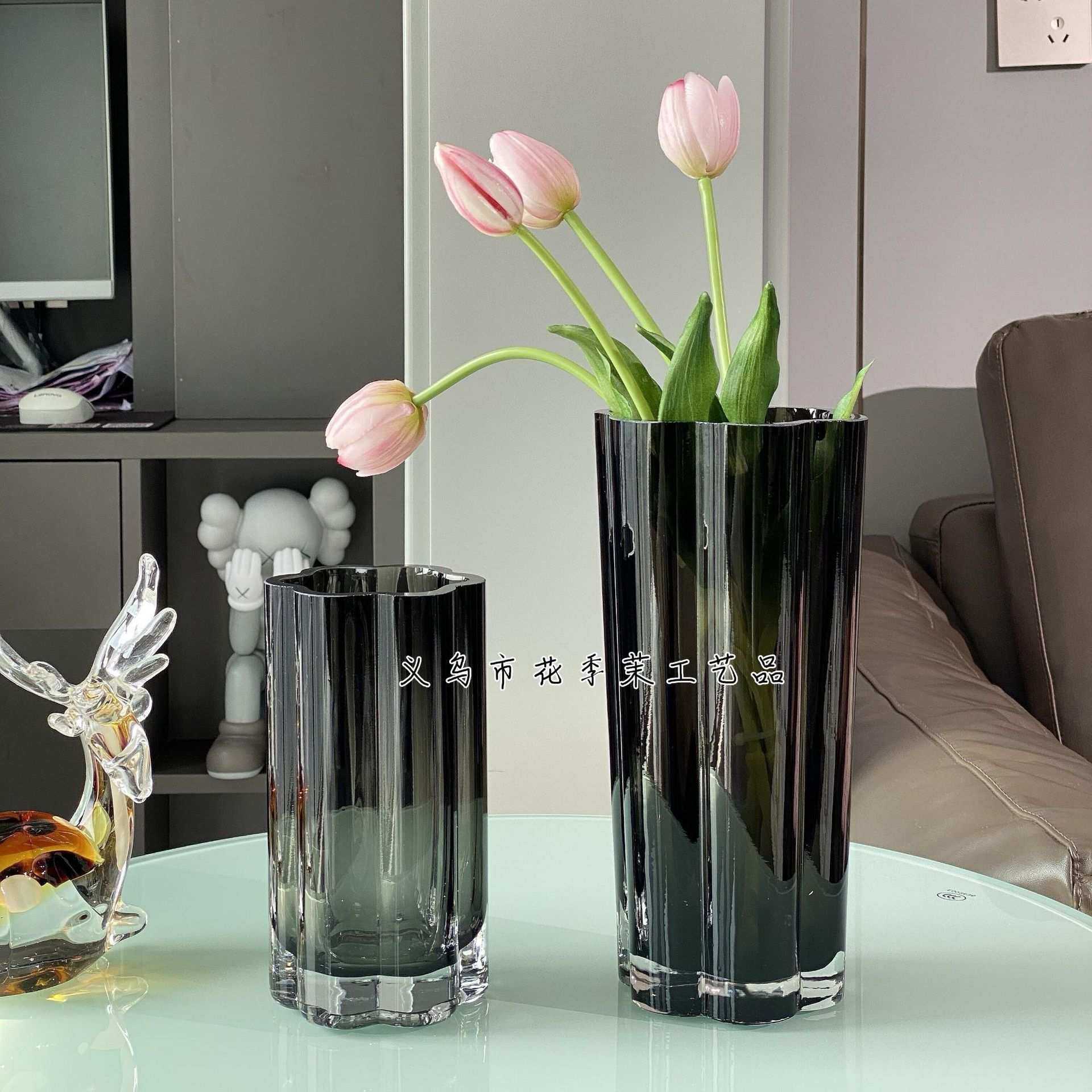 HJM-简约现代高品质水晶玻璃花瓶软装家居客厅餐桌酒店样板房插花