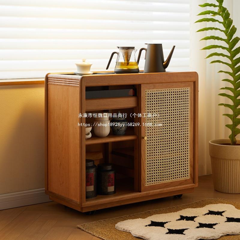 西枝茶水柜移动茶桌樱桃实木边柜客厅小型家用烧水柜茶台一体边几