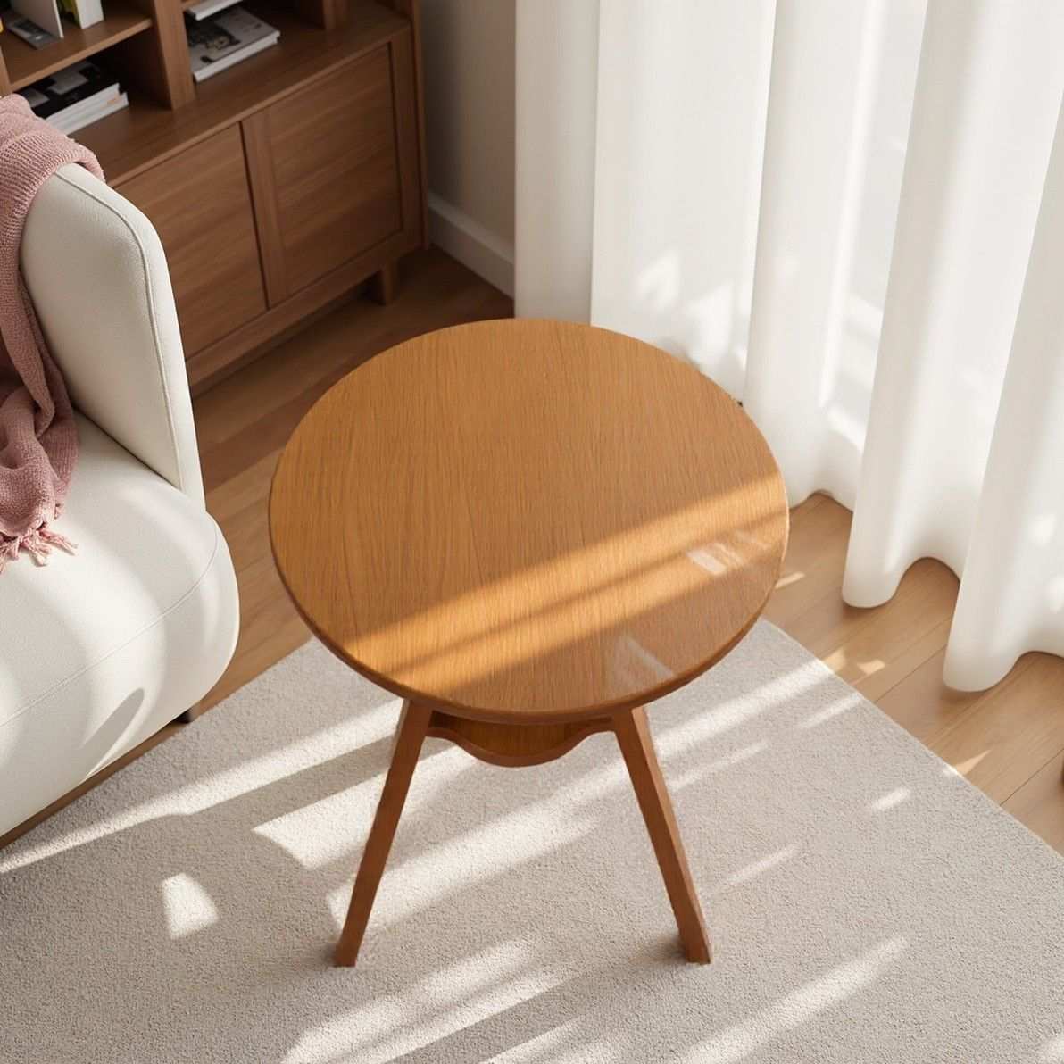 中式橡胶木实木客厅沙发角几边几茶几床头置物架阳台小圆桌茶桌子