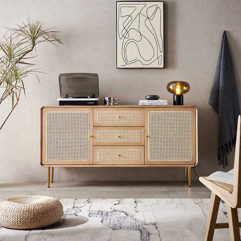 北欧实木现代简约藤编储物柜抽屉储物柜子三斗柜矮柜玄关柜餐边柜,3C数码配件,USB灯,淘宝优惠券,粉丝福利购,淘宝优惠卷