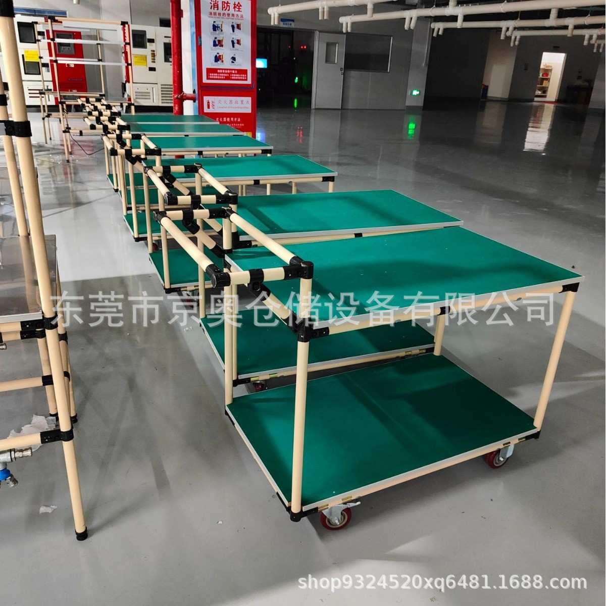 防静电物料周转车钢塑管线棒工作台车间工具车可移动线棒手推车
