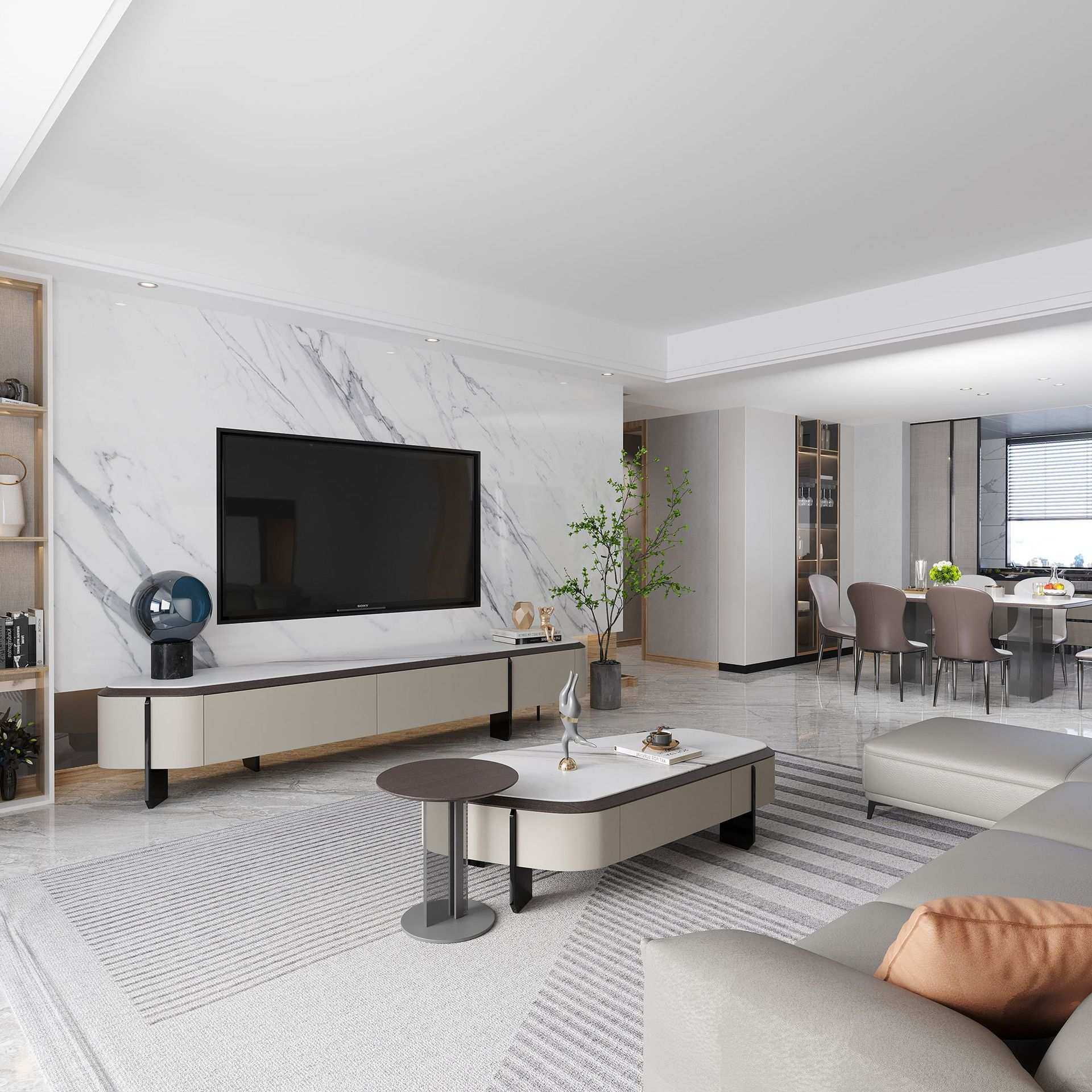 意式轻奢微晶石电视柜茶几组合异形高端储物超晶石茶几小户型家用