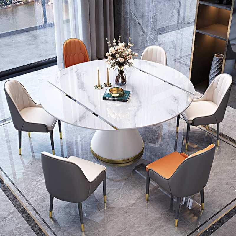 岩板餐桌椅组合现代简约可伸缩圆桌带转盘轻奢圆形饭桌家用小户型,3C数码配件,USB灯,淘宝优惠券,粉丝福利购,淘宝优惠卷