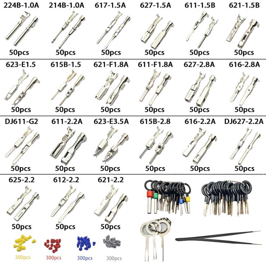 跨境  2291PCS盒装 1-3.5 mm非绝缘汽车销端子连接器,带压接钳