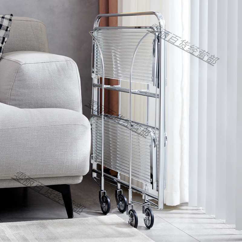 小推车客厅置物架可折叠移动沙发玻璃小边几轻奢餐车
