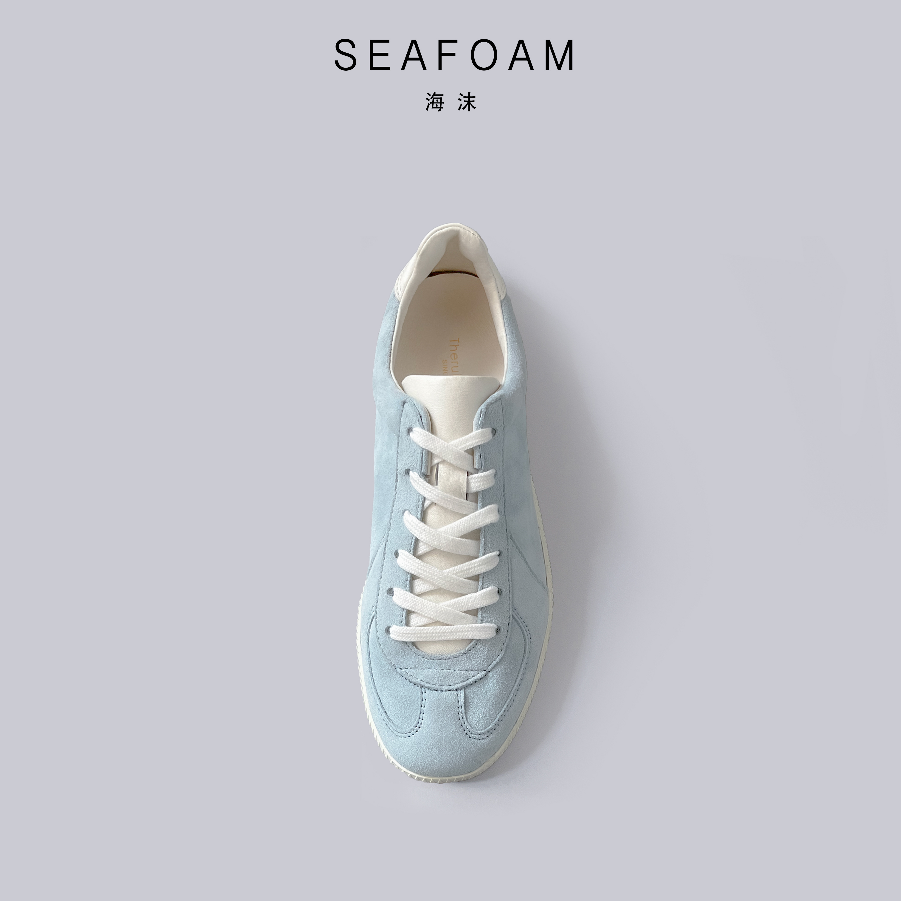 THERUIZ海沫Seafoam小羊皮系列女士蓝色德训鞋2025新款