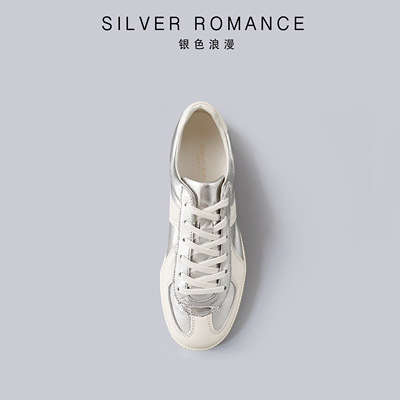 THERUIZ银色浪漫Sliver Romance全真皮女士银色德训鞋2025新款