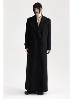 APOZi collection 山海前奏系列极黑翻领秋冬新款呢子大衣外套女