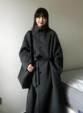 高个子加长版灰色高级感呢子大衣女2025秋冬季新款超长款毛呢外套