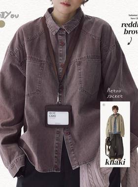 STILLYOU中性做旧水洗工装翻领夹克女宽松vintage衬衫式外套秋25