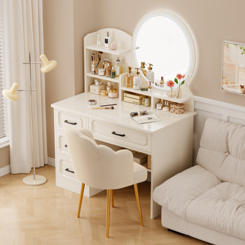 奶油风梳妆台卧室简约现代小型化妆柜一体2024新款化妆桌子化妆台,办公设备/耗材/相关服务,其它,淘宝优惠券,粉丝福利购,淘宝优惠卷