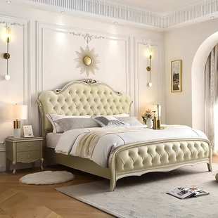 美式实木床双人床1米8主卧轻奢大床1米5卧室床欧式高端公主床婚床