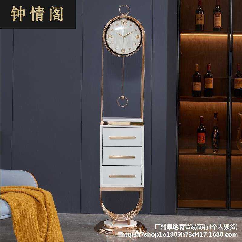 现代轻奢金属落地钟客厅家用时尚个性大座钟创意简约网红立式摆钟