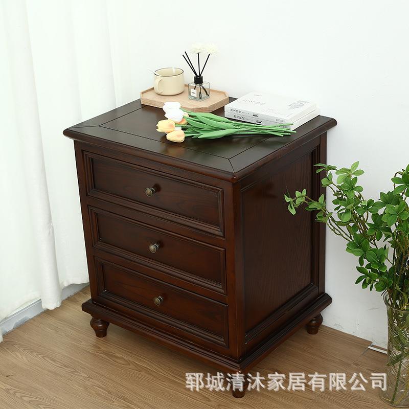 复古木质床头柜家用卧室老榆木床头储物柜榆木床边收纳柜床头柜