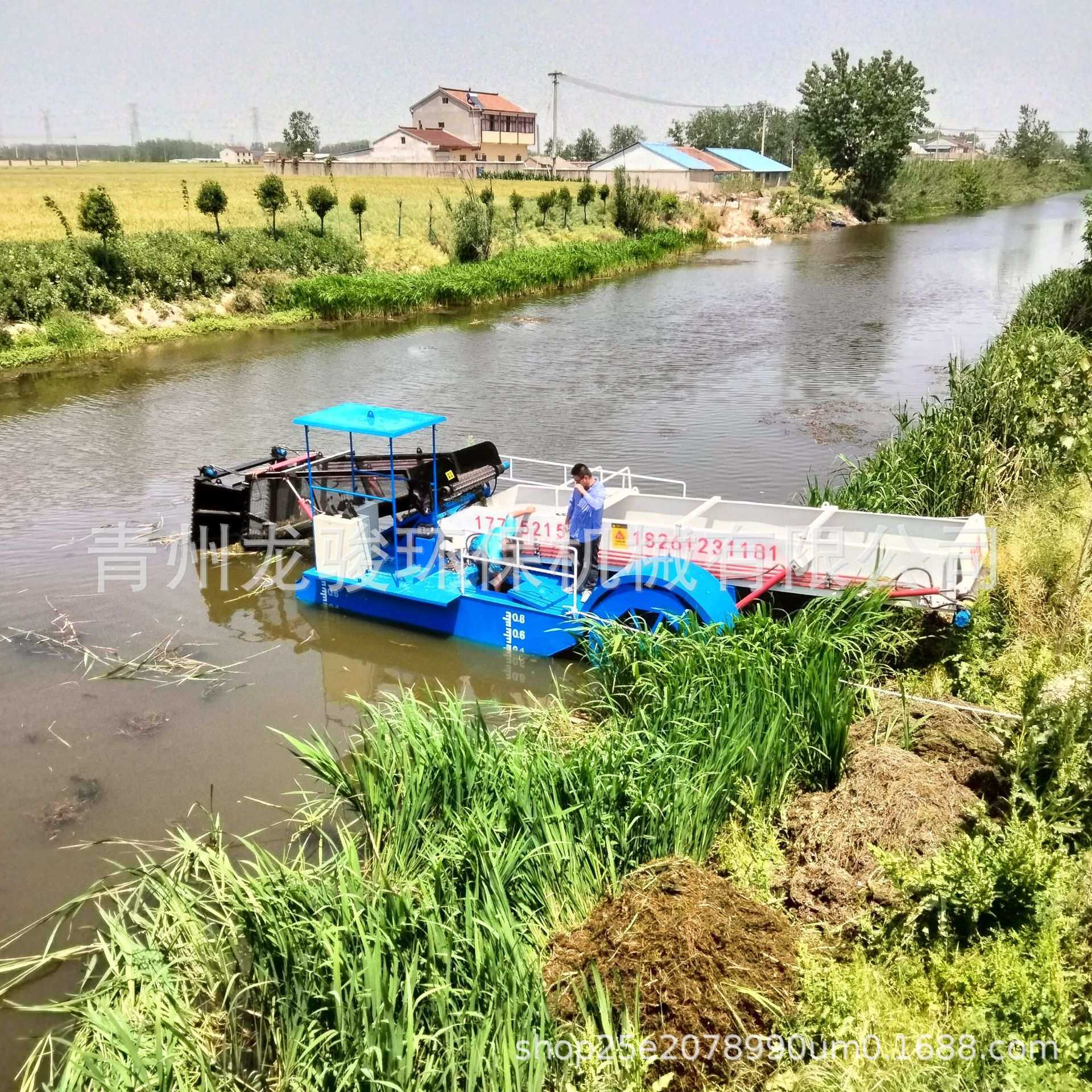 安徽水花生打捞船  水面水草清理船设备 小型水上除草保洁船