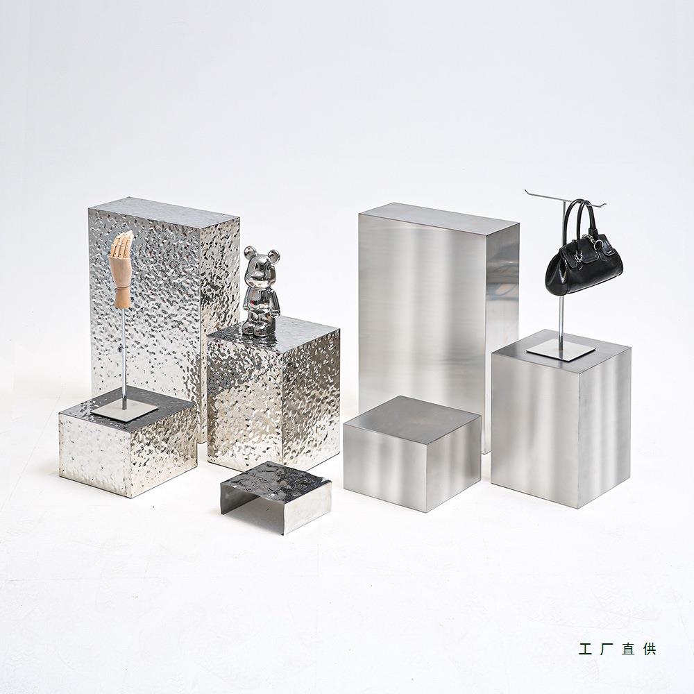 水波纹立体不锈钢拉丝装饰摆件陈列中岛流水台服装模特展示地台架