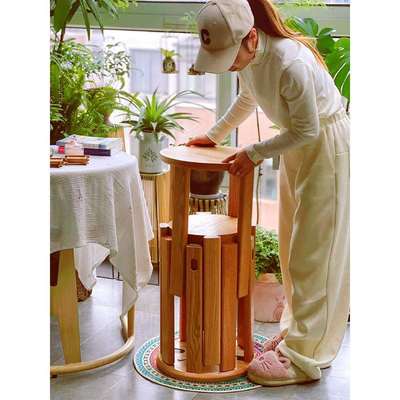 实木凳子可叠放圆凳家用矮凳餐凳餐桌备用叠叠乐加厚板凳边几