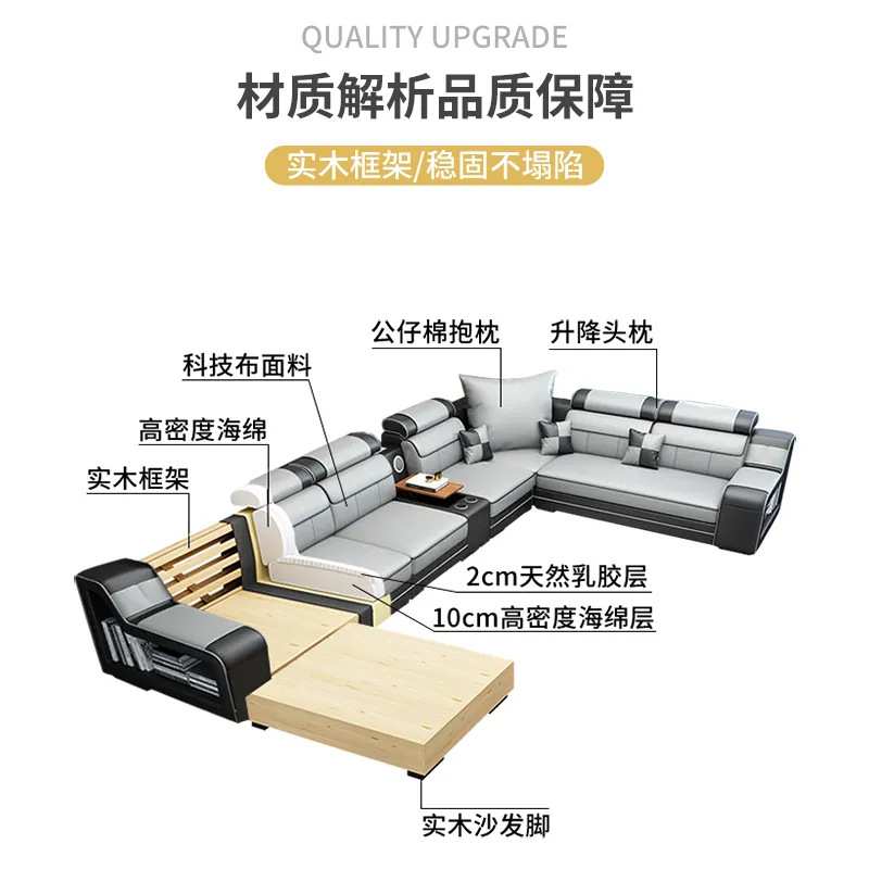 2024年新款三防免洗科技布布艺沙发简约现代大小户型客厅组合家具
