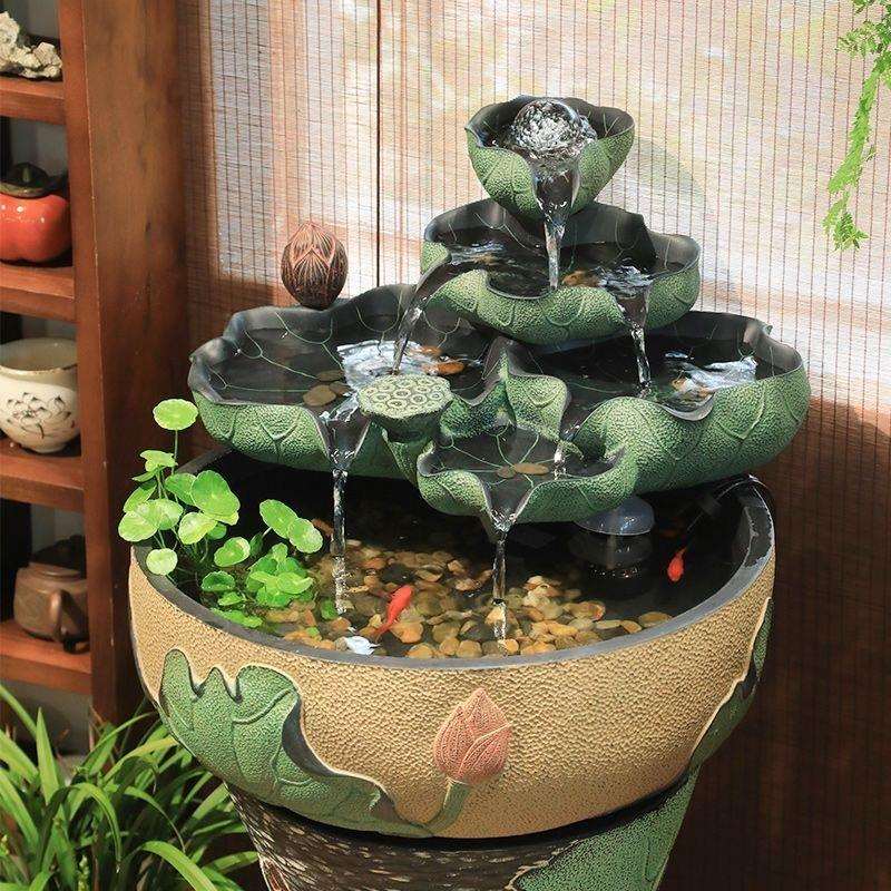新款创意假山流水喷泉鱼缸室内家居客厅摆件装饰品办公桌面水景丿