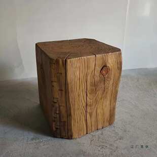 实木墩子凳子矮凳原木边几酒店民宿复古摆件组合茶几树桩凳木墩