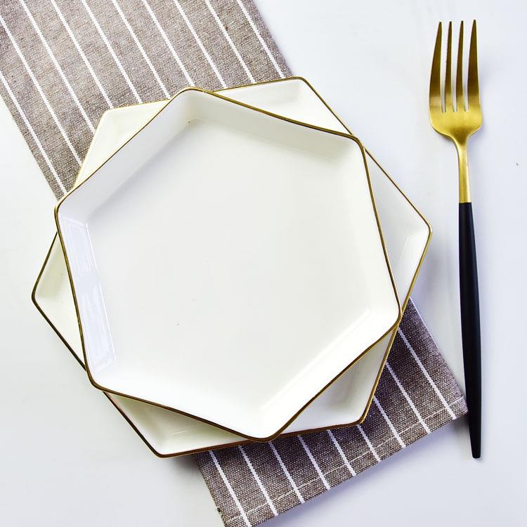 创意陶瓷盘子 骨质瓷餐具礼品 家用水果早餐盘子 印画面